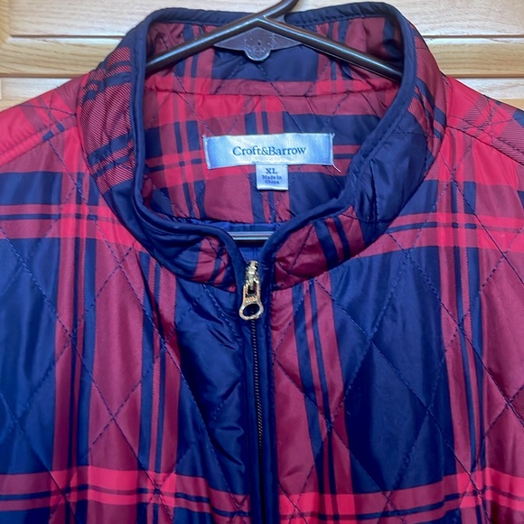 Navy and Red Plaid Quilted Vest - Picture 2 of 3